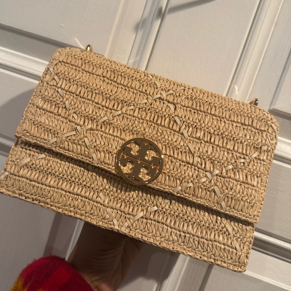 Tory Burch Miller Raffia Shoulder Bag.